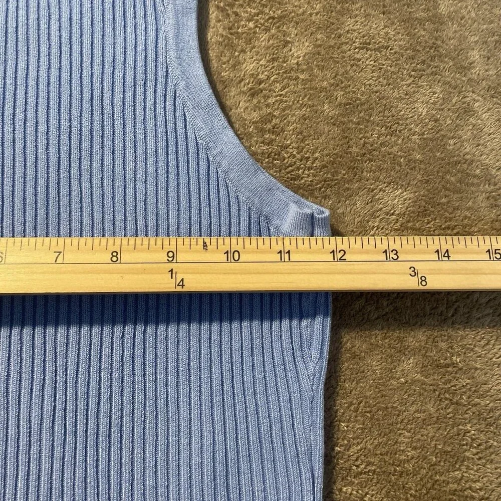 H&M Dress Womens Medium Light Blue Ribbed Knit Racer Back Sleeveless Knee Tank - Picture 5 of 6